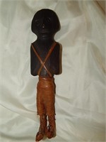 Old Egyptian Wood & Leather Effigy Doll Nile River