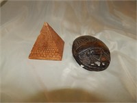 Carved Egyptian Pyramid Scarab Beetle Paperweights