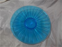 Fenton Celeste Blue Stretch Glass Ray Plate