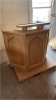 Large wooden hand crafter church altar podium