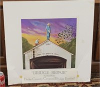 Bill Wolfe Signed Covered Bridge Foam Mounted