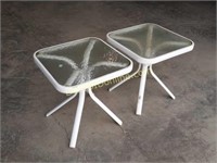 Pair of Outdoor Glass Top End Tables