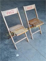 Pair of Coca - Cola Folding Wooden Chairs