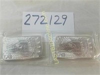 2 Bars of 10 Troy oz. .999 Silver in plastic