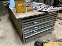 Multi Tiered Sheet Steel Storage Rack & Work Bench
