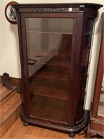 Antq Mahogany Curved Glass China Cabinet