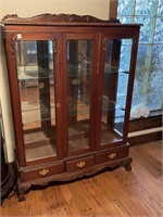 Fancy Carved Solid Mahogany Display Cabinet