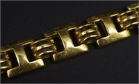 Heavy vintage 18ct yellow gold H link bracelet