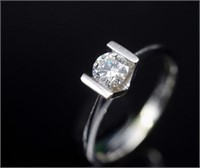 Diamond solitaire set 18ct white gold ring