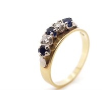 Sapphire & diamond set 18ct yellow gold ring