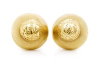 18ct yellow gold domed earrings,