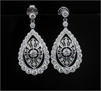 Diamond fret work 18ct white gold earrings