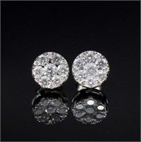 Diamond set 18ct white gold cluster earrings