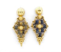 Sapphire bead set 18ct yellow gold earrings