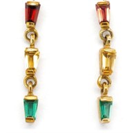 Multi gemstone set 9ct yellow gold earrings