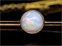 Good antique opal & 9ct rose gold bar brooch