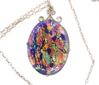 Antique imitation opal set metal pendant