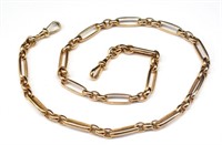 Good 9ct rose gold fetter & three "fob" chain