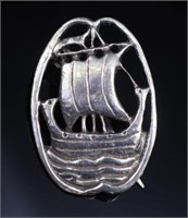 Sterling silver Viking Long Ship brooch