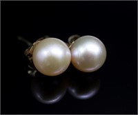 7mm pink pearl and 9ct rose gold stud earrings