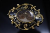Victorian gold & enamel mourning brooch