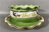 Vintage Noritake Hand Painted Serving Bowl & Plate
