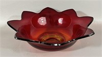 Vintage Amberina Glass Console Bowl