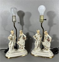 Pair Of Vintage Boudoir Vanity Lamps