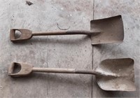 2 Antique Wood Handled Shovels