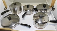 5 pc set copper bottom Revereware cookware