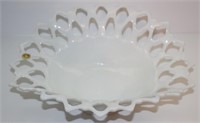 large Westmoreland lace edge milk glass bowl