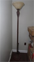 Ornate Metal Floor Lamp w/Frosted Shade-72x13