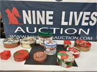 Assortment Of Christmas Themed Tin Containers