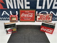 Coca-Cola Signs And Tin Bottle Holders
