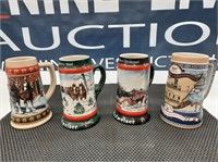 4 Collectible Beer Steins