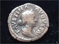 Faustina II silver denarius Roman coin