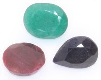 Lot of 26.26 ct total Emerald, Ruby, Sapphire Mixe