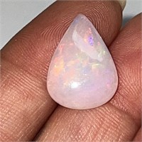 4 Ct Natural White Fire Opal. Oval Cabochon. GLI C