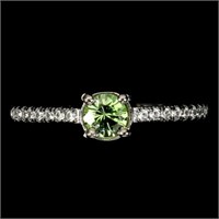 Unheated Green Tsavorite Garnet Cz 925 Ring