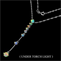 Unheated Fire Opal Luster 925 Necklace