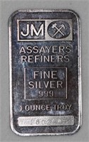 1 Troy oz 999 Silver Johnson Matthey Wafer Bar Vin