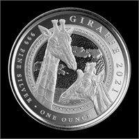 1 oz Equatorial Silver Guinea Giraffe Coin (2021)