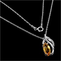 Unheated Marquise Yellow Citrine Cz 925 Necklace