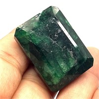 104ct Natural Emerald.  Rectangle step cut. GLI Ce