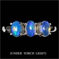 Unheated Fire Opal Rianbow Luster 925 Ring