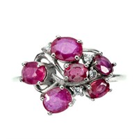Red Ruby Cz 14K White GoldPlate 925 Ring