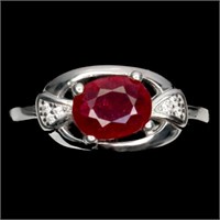 Red Ruby Cz 14K White GoldPlate 925 Ring