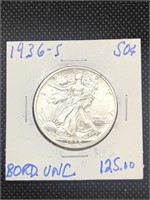 1936-S Walking Liberty Silver Half Dollar coin