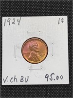 1924 Lincoln Wheat Cent Penny Coin marked Choice