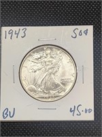 1943 Walking Liberty Silver Half Dollar coin
